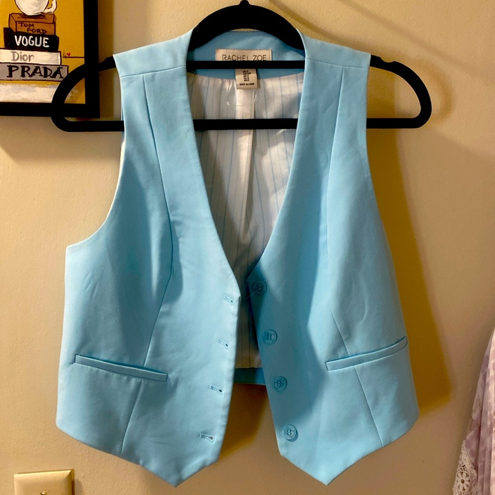 NWOT Rachel Zoe light blue tuxedo vest size Small